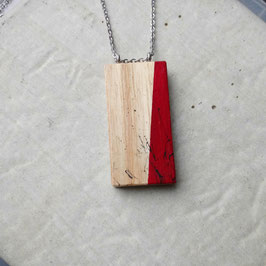 Pendentif minimaliste rectangle en bois canadien (frêne), corde ou chaîne à votre choix
