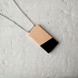 Pendentif minimaliste rectangle en bois canadien (hêtre), corde ou chaîne à votre choix