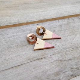 Boucles d'oreilles triangles 3/4" sur "studs" or rose en acier inoxydable