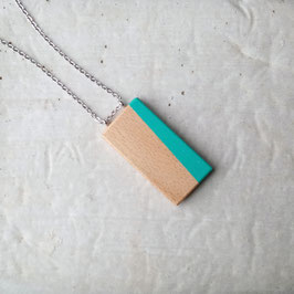 Pendentif minimaliste rectangle en bois canadien (hêtre), corde ou chaîne à votre choix
