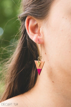 Boucles d'oreilles triangles 1" avec diamant de laiton brut