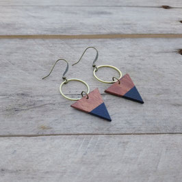 Boucles d'oreilles triangles 3/4" avec anneau de laiton brut