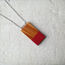 Pendentif minimaliste rectangle en bois exotique (Arariba), corde ou chaîne à votre choix