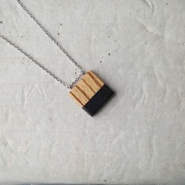 Pendentif minimaliste carré en bois exotique, Zébrano, corde ou chaîne à votre choix
