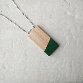 Pendentif minimaliste rectangle en bois canadien (frêne), corde ou chaîne à votre choix