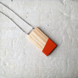 Pendentif minimaliste rectangle en bois canadien (frêne), corde ou chaîne à votre choix