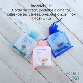 Kit DIY de bracelet à assembler pour enfants - verre/pierre et acier inoxydable (à l'unité)