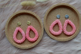 Statement-Ohrringe "Perlentropfen" - leichtes Candypink