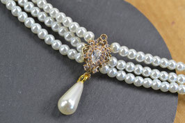 Kropfkette "Prinzessinenträne“ -  goldfarben - dreireihig mit 4mm Perlen