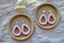 Statement-Ohrringe "Perlentropfen" - glitzeriges Babyrosa
