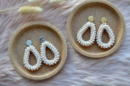 Statement-Ohrringe "Perlentropfen" - Helles Beige