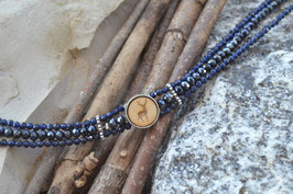 Kropfkette "Hirsch stehend" in Holz - dunkles Blau