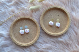 Hängeohrringe "Perlenkügelchen" - Weiß/Rosa/Beige