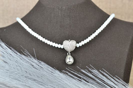 Perlenkette "Tropfenherz" - mit facettierten Perlen und Glastropfen