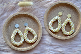 Statement-Ohrringe "Perlentropfen" -Gelbliches Beige