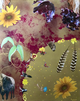Mixed-Media Collage auf Leinwand