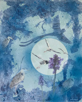 Mixed-Media Collage auf Leinwand