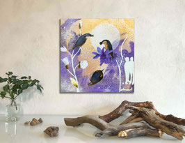 Mixed-Media Collage auf Leinwand
