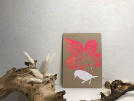 Vogel Mischdrucktechnik weiß und neon