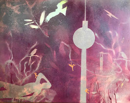 Mixed-Media Collage auf Leinwand