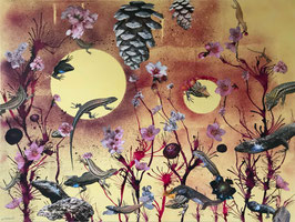 Mixed-Media Collage auf Leinwand