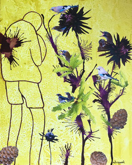Mixed-Media Collage auf Leinwand