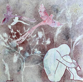 Mixed-Media Collage auf Leinwand
