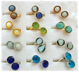 Ringe versilbert, vergoldet Gelbgold oder Rosegold mit Meerglassteinen, Aquamarin oder Jaspis