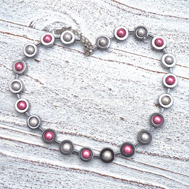 Kette Rose mit Miracle Perlen, Hämatitkreisen und Hämatitröhren