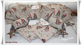 Adventskalender / 24 Adventssäckchen mit Zahlenkärtchen " Liebes - Wichtel "