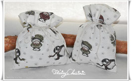 Hübsche Geschenksäckchen aus hochwertigem Dekostoff "Pinguine, Teddy`s, Tannenbäume"