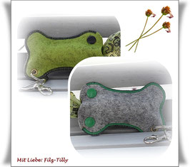 Hundekotbeutel Tasche aus Filz / kiwi *grün* & grau-meliert
