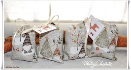 Adventskalender / 24 Adventssäckchen mit Zahlenkärtchen " Wichtel & Tannenbäume "