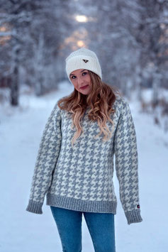 Isländischer Wollpullover Pied-de-Coq