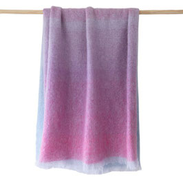 Mohair Throw Ice Blue Lavender Pink Mix Diffused Stripe