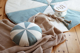 Linen round cushion - blue