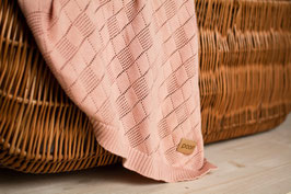 Openwork knit blanket peach