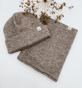 Basic Strick-Beanie & Loop -beige-