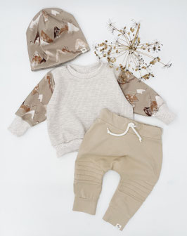 Waffelsweater beige -Tagträume Berge braun- & Hose Chilly -beige-