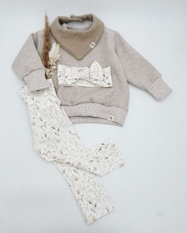 Waffelsweater beige & Legging -floral beige-