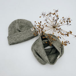 Basic Strick-Beanie & Loop -oliv-
