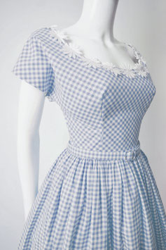 PRE-ORDER % Cotton Dress "Daisy Bouquet 1954" in Sky Blue