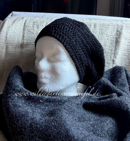 Beanie Wolle/Alpaka Schwarz