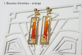 Parure Rectangles "Mosaïque" version 1 - Boucles d'oreilles et Pendentif