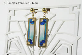 Parure Rectangles "Mackintosh" - Boucles d'oreilles, pendentif et broche