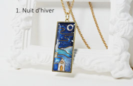Pendentif "Paysage miniature" - "Nuit d'hiver" et "Journée printanière"