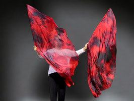 1 Paar Angel Wings, Batik "Lava" Rot Schwarz, 180 cm, A-Qualität