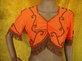 Orientalisches Top aus Lycra mit Perlenbestickung, orange/gold