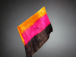 Seidenschleier, Orange Pink Schwarz, rechteckig, 270 cm x 110 cm, 5 mm Seide, A-Qualität