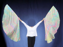 1 Paar Angel Wings, Batik "Moonlight Stone" Rosa Vanille Hellgrün Helltürkis, 180 cm, A-Qualität